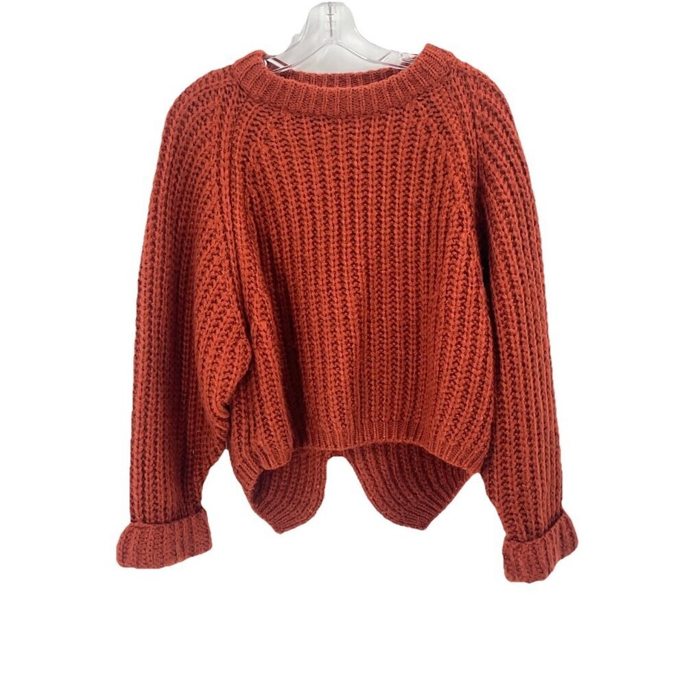 Six Fifty Brown Rust Chunky Knit Sweater Sz Small Cropped